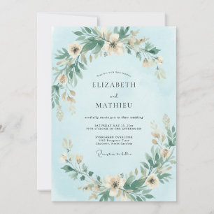 Powder Blue Wreath Wedding Invitation