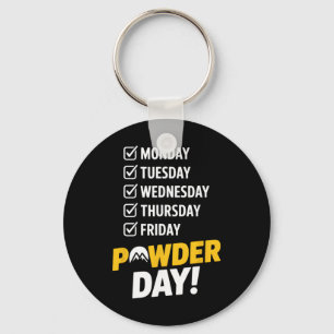 Powder Day Checklist Weekend Ski Resort Snowboard Key Ring