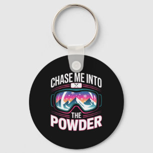Powder Day For Men And Women. Funny Skiing _2 Key Ring