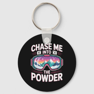 Powder Day For Men And Women. Funny Skiing _8 Key Ring