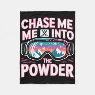 Powder Day For Men And Women. Funny Skiing Fleece Blanket