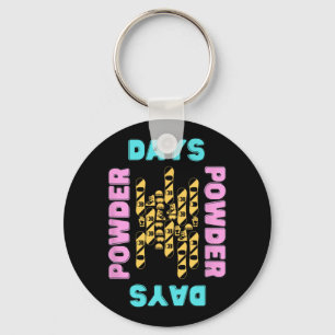 Powder Days Snowboarding Park Skiing Lift Outdoors Key Ring