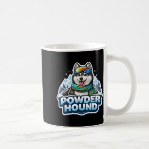 Powder hound ski lover dog men skier snowboard coffee mug