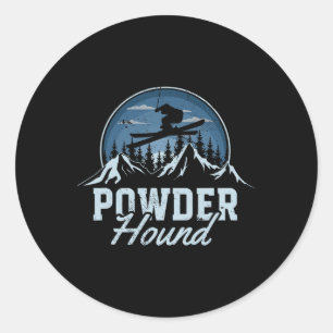 Powder Hound Skiing Winter Sports Mountains Skier Classic Round Sticker
