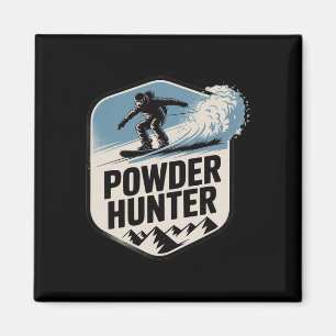 Powder Hunter Ski Snowboard Mountain Adventure Win Magnet
