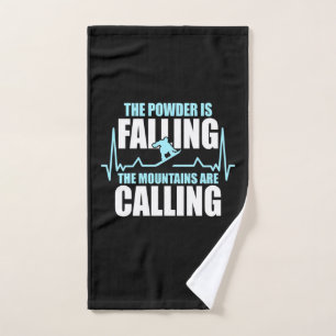 Powder Is Falling Snowboard Hand Towel