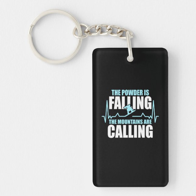 Powder Is Falling Snowboard Key Ring (Front)