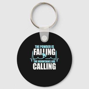 Powder Is Falling Snowboard Key Ring
