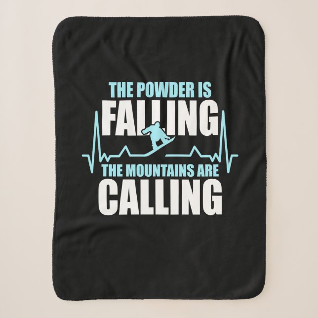 Powder Is Falling Snowboard Sherpa Blanket (Front)