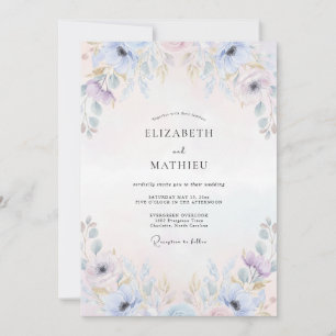 Powder Lilac Petal Wedding Invitation