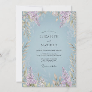 Powder Lilac Wisteria Wedding Invitation