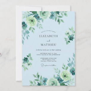 Powder Mint Foliage Eucalyptus Wedding Invitation
