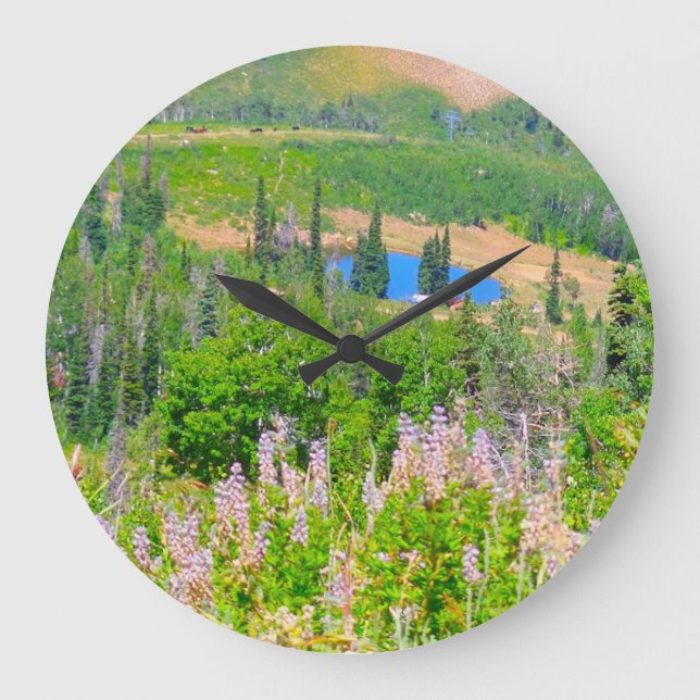 Powder Mountain Summertime: Hidden Lake Large Clock (Front)