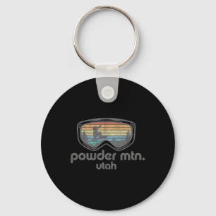 Powder Mountain Utah Snowboard Retro Snowboarding Key Ring