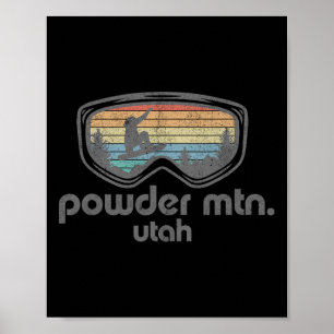 Powder Mountain Utah Snowboard Retro Snowboarding  Poster