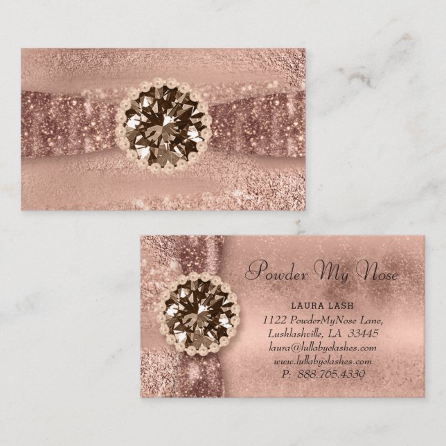 Powder my Nose Makeup Jewellery Fashion Rose Gold Business Card (Front/Back)