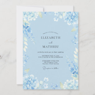 Powder Periwinkle Foliage Eucalyptus Wedding Invitation