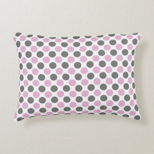 powder pink and smoky gray polka dots decorative cushion