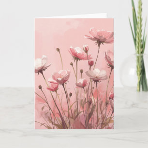 Powder Pink Background with wolf poppies Card