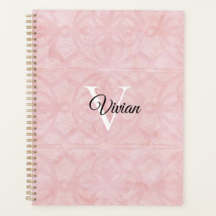  Powder Pink Batik Elegant Monogram Name Planner