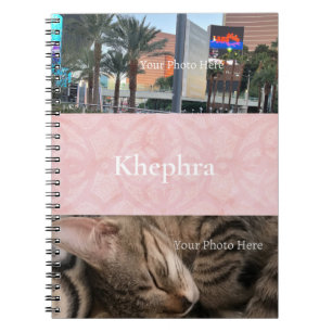 Powder Pink Batik Name and Photo Collage Notebook