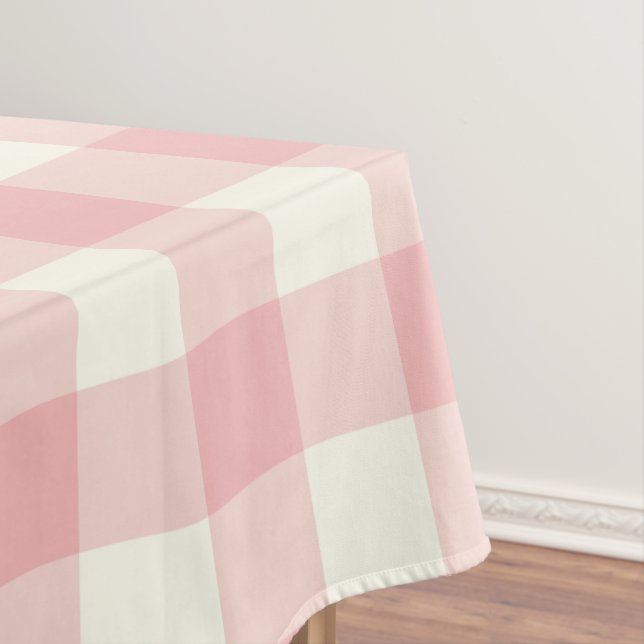 Powder Pink Gingham / Buffalo Check Tablecloth (In Situ)