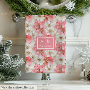 Powder Pink Gold Floral Towel Modern Wedding Gift