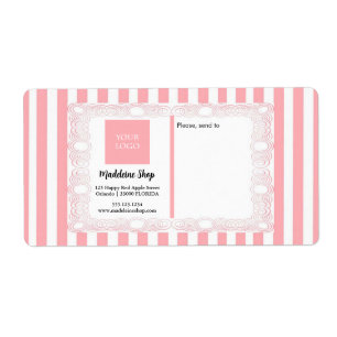 Powder Pink Stripes & Curly Frame & Logo