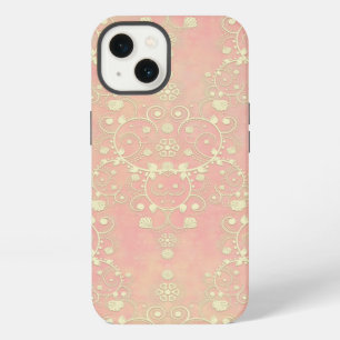 Powder Puff Peachy Pink Girly Damask iPhone 13 Case