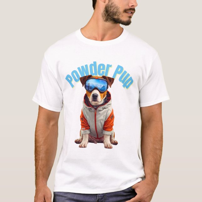 Powder Pup Jack Russell Terrier Ski Dog  T-Shirt (Front)
