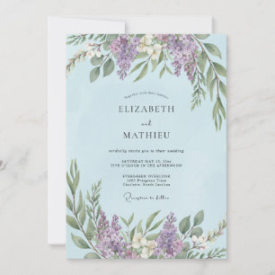 Powder Purple Wisteria Wedding Invitation