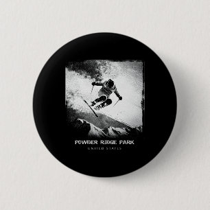 Powder Ridge Park United States Ski Skiing Skier _ 6 Cm Round Badge