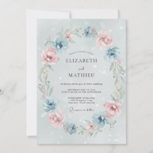 Powder Rose Blush Peony Wedding Invitation