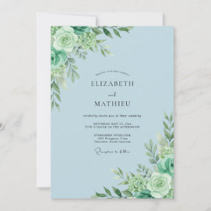 Powder Sage Foliage Eucalyptus Wedding Invitation
