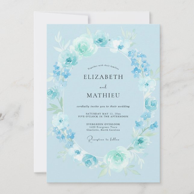 Powder Sky Painted Wedding Invitation (Front)