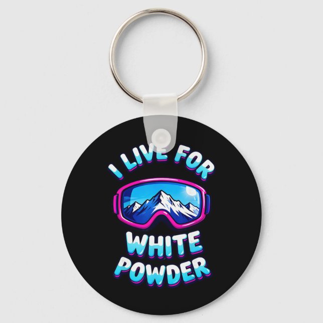Powder Snow Skiing Retro Snowboard Goggles Mountai Key Ring (Front)