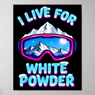 Powder Snow Skiing Retro Snowboard Goggles Mountai Poster