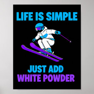 Powder Snow Skiing Retro Snowboard Goggles Mountai Poster