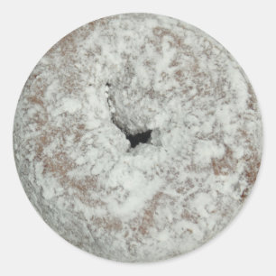 Powder suger doughnut round glossy stickers