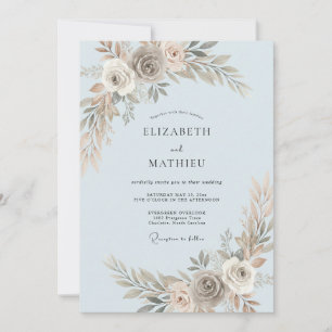 Powder Taupe Painted Wedding Invitation