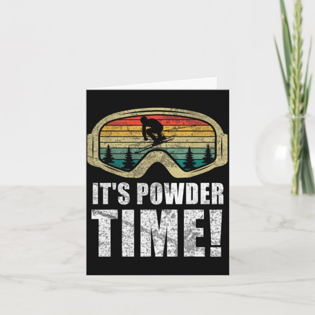 Powder time funny skiing snow freestyle winter top card (Front)