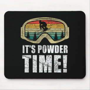 Powder time funny skiing snow freestyle winter top mouse mat