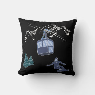 Powder to The People Snowboarder Ski Resort Cushion