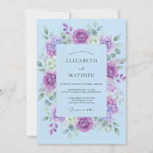 Powder Violet Greenery Wedding Invitation