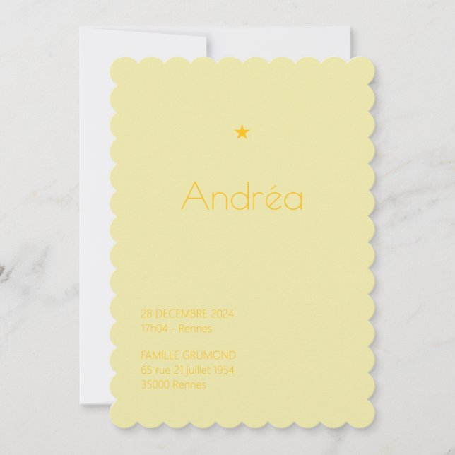 Powdered Birth Announcement - Andréa (Front)