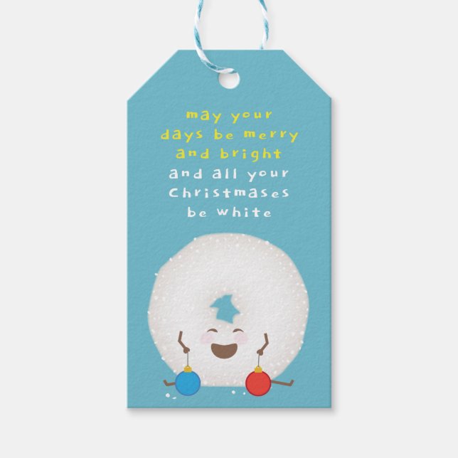 Powdered Sugar Doughnut Christmas  Gift Tags (Front)