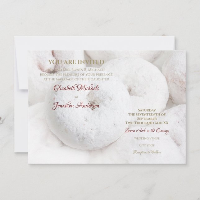 Powdered Sugar Doughnut Wedding Invitation (Front)