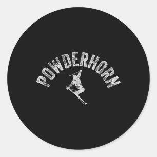 Powderhorn Co Ski Cool Colorado Skiing Cool Skier Classic Round Sticker