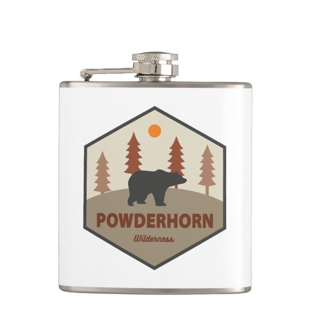 Powderhorn Wilderness Colorado Bear Hip Flask (Front)