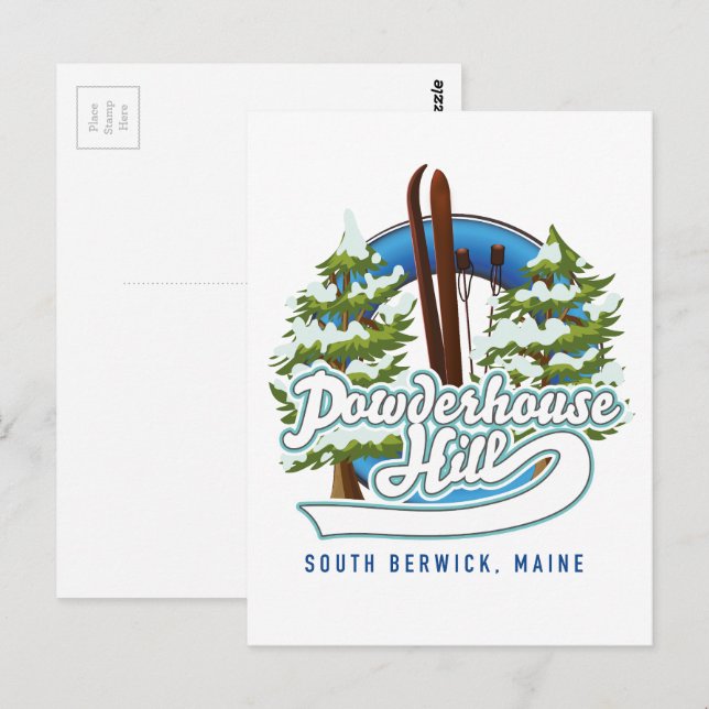 powderhouse hill south berwick maine ski logo postcard (Front/Back)